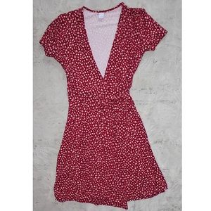 Old Navy Red Floral Wrapped Dress